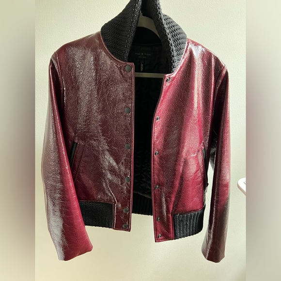 Rag and Bone Mazy Bomber in Oxblood - Picture 2 of 6
